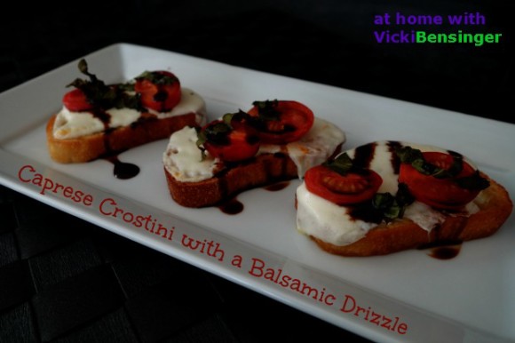 Caprese Crostini with a Balsamic Drizzle 