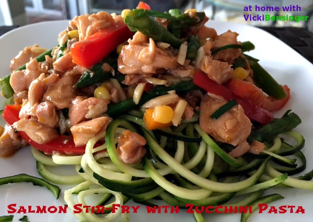 Salmon Stir-Fry with Zucchini Pasta - At Home with Vicki ...