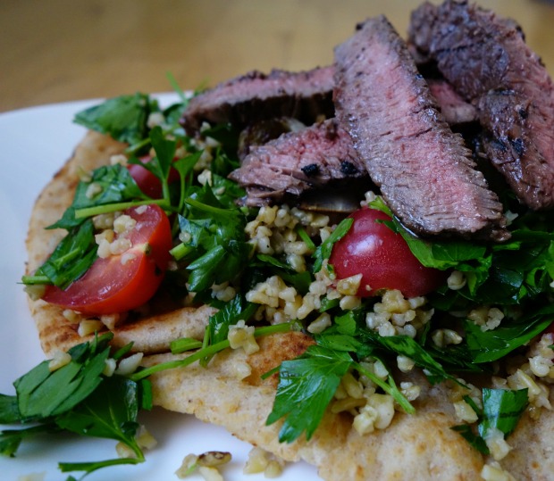 Freekah Tabbouleh with Lime Marinated Grilled Sirloin