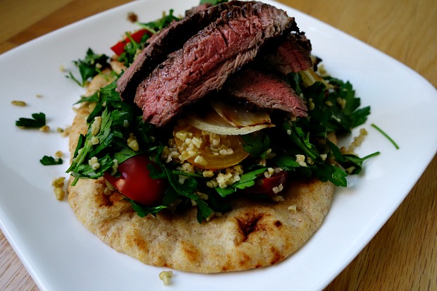 Freekeh Tabbouleh with Lime Marinated Grilled Sirloin 