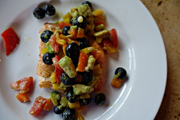 Grilled Salmon with Blueberry Corn Salsa 1