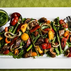 Grilled Vegetable & Chorizo Salad with Chimichurri