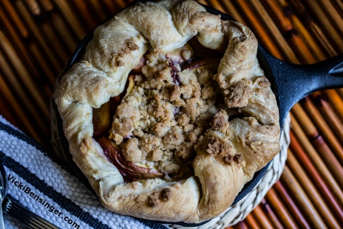 Cast Iron Fresh Peach Galette with a Crumb Topping