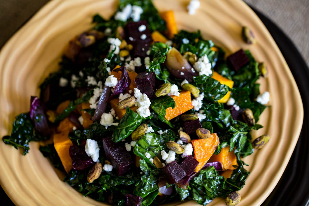 Tuscan Kale Salad with Butternut Squash & Beets