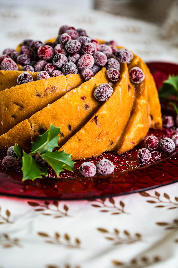 Holiday Bundt Cake with Sugared Cranberries