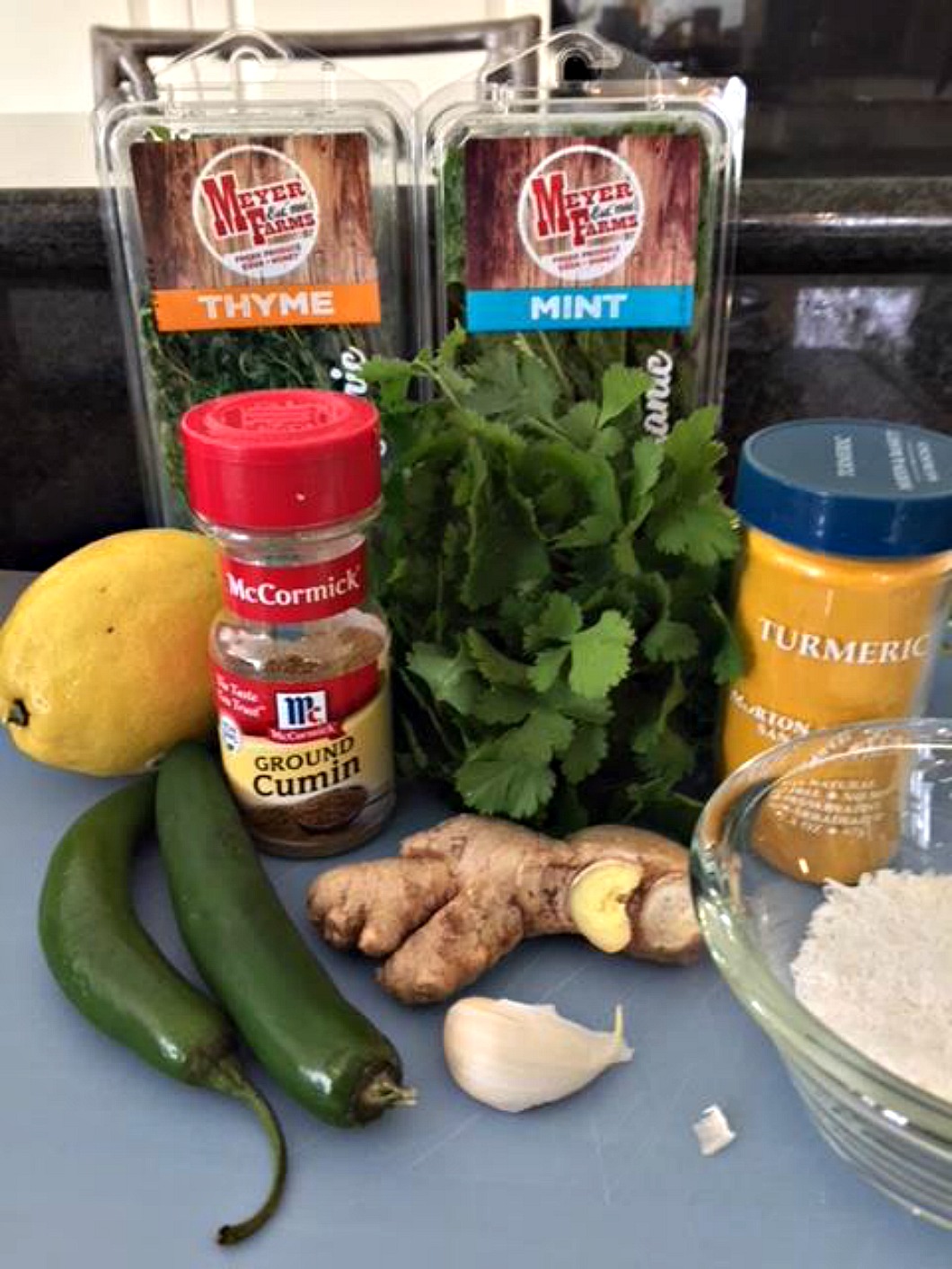 Ingredients for the Baked Tilapia with Green Chutney