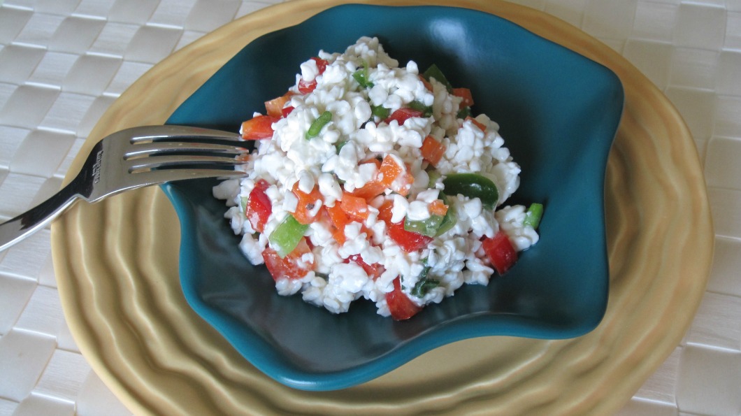 Cottage Cheese with Carrots, Celery, Scallions, Bell Peppers