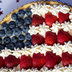No-Bake Berry Tart with Strawberries, Blueberries, whipped Cream and a Lemon Oreo Crust