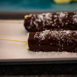 Chocolate Covered Pineapple with Coconut Flakes