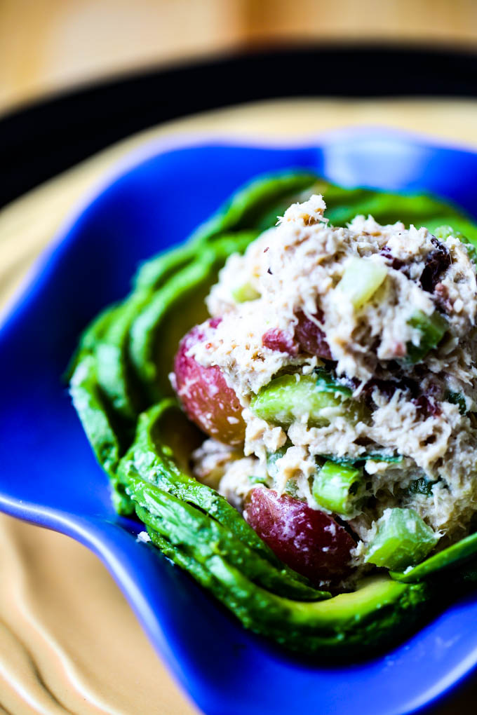 Skinny Napa Tuna Salad with Grapes,Celery, Dried Cranberries, & Scallions