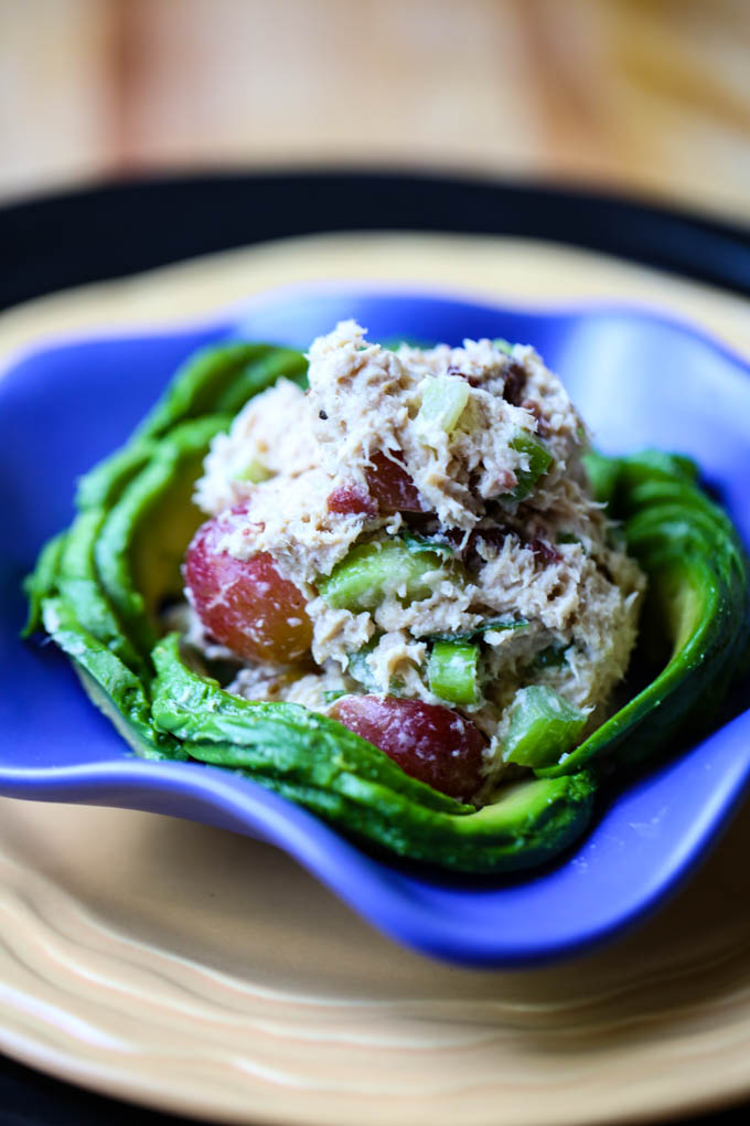 Skinny Napa Tuna Salad with Grapes,Celery, Dried Cranberries, & Scallions