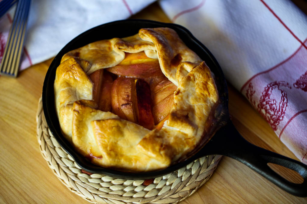 Peach Galette in a Cast Iron Skillet for Two