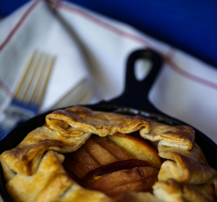 Peach Galette in a Cast Iron Skillet for Two