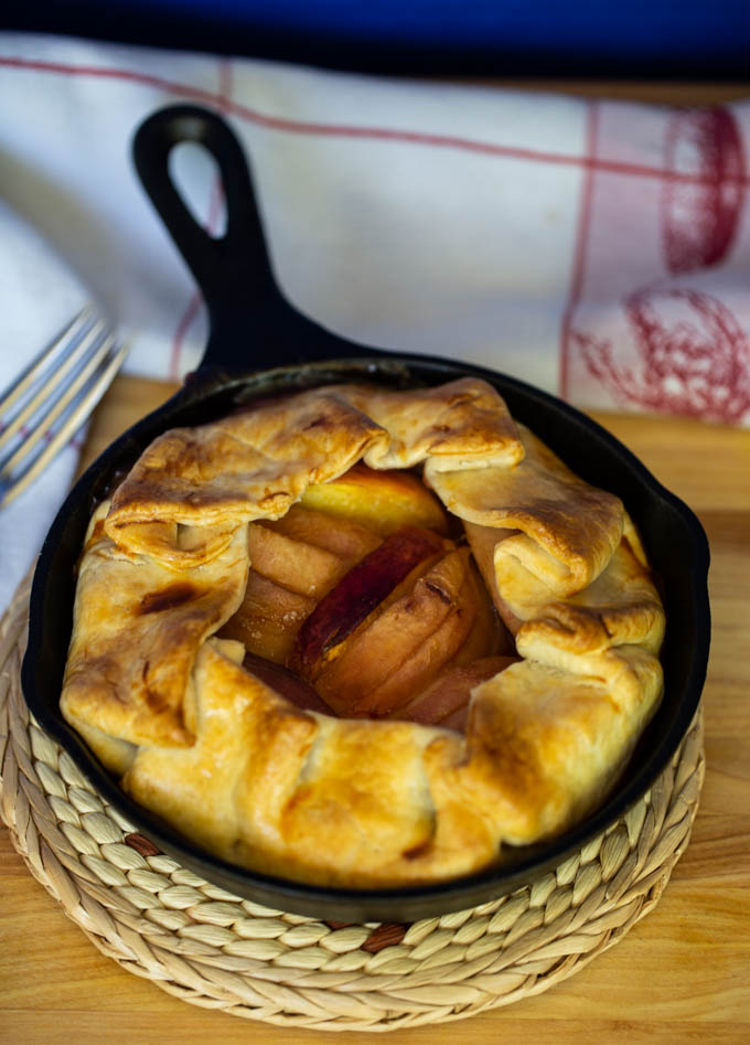 Peach Galette in a Cast Iron Skillet for Two