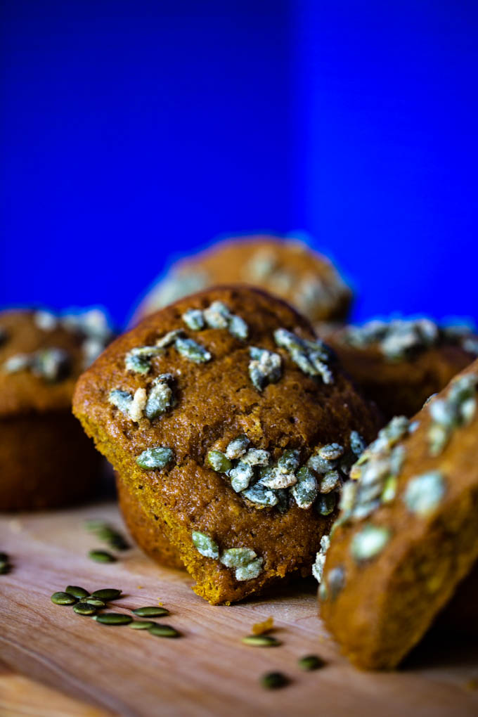 Pumpkin Muffins with Candied Pepitas 