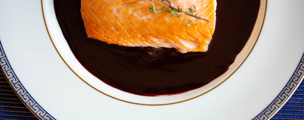 Salmon with a Red Wine Sauce