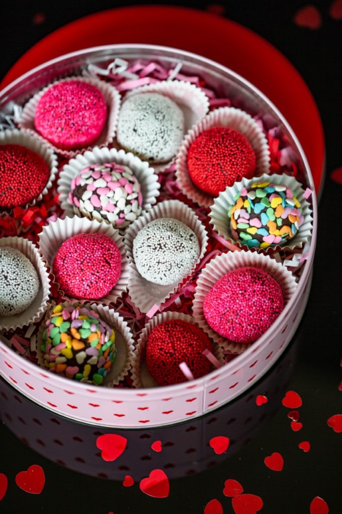 Valentine's Day Truffles rolled in sprinkles