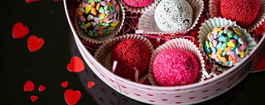 Decadent Chocolate Valentine Truffles with sprinkles