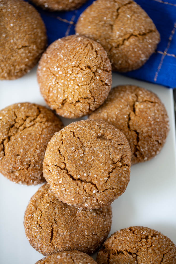 Ginger Molasses Cookies are soft, with a hint of spice topped with sugar for extra crunch