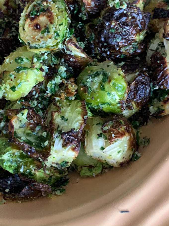 Roasted Brussels Sprouts with Lemon Zest, Parsley, Thyme, and Pecorino