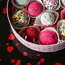Decandent Chocolate Valentine's Day Truffles with sprinkles