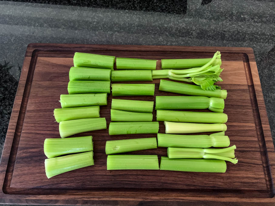One bunch of celery cut for making celery juice