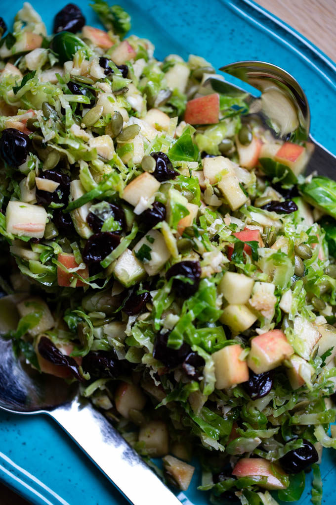 Shredded Brussels Sprouts Salad with Apple Cider Vinaigrette