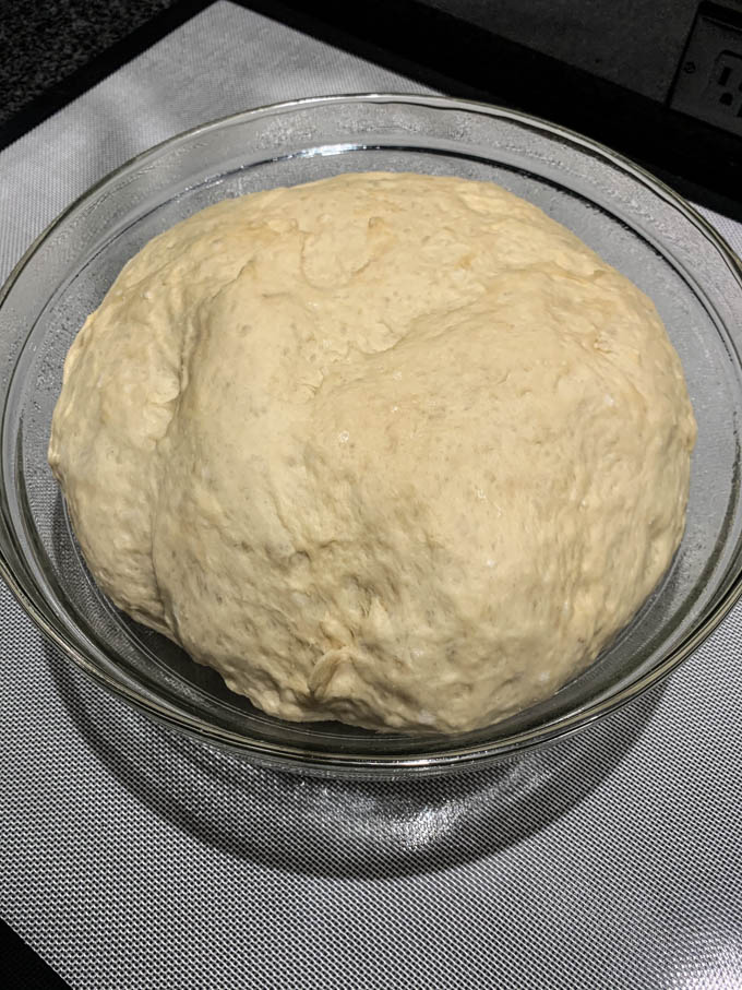 Homemade Challah one hour after the first rise