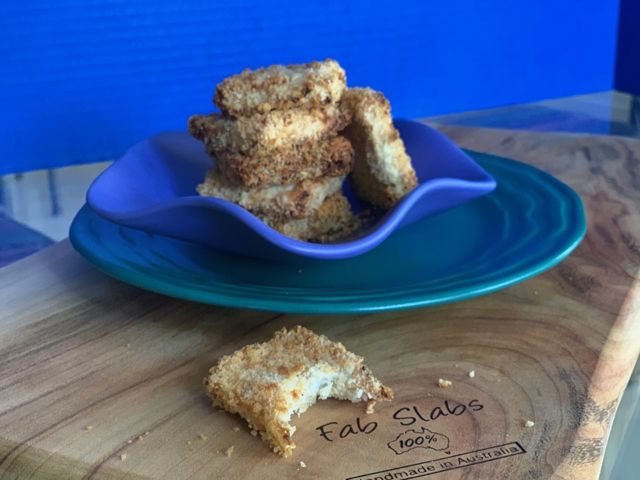 Parmesan Cauliflower Tater Tots dipped in Panko and Baked